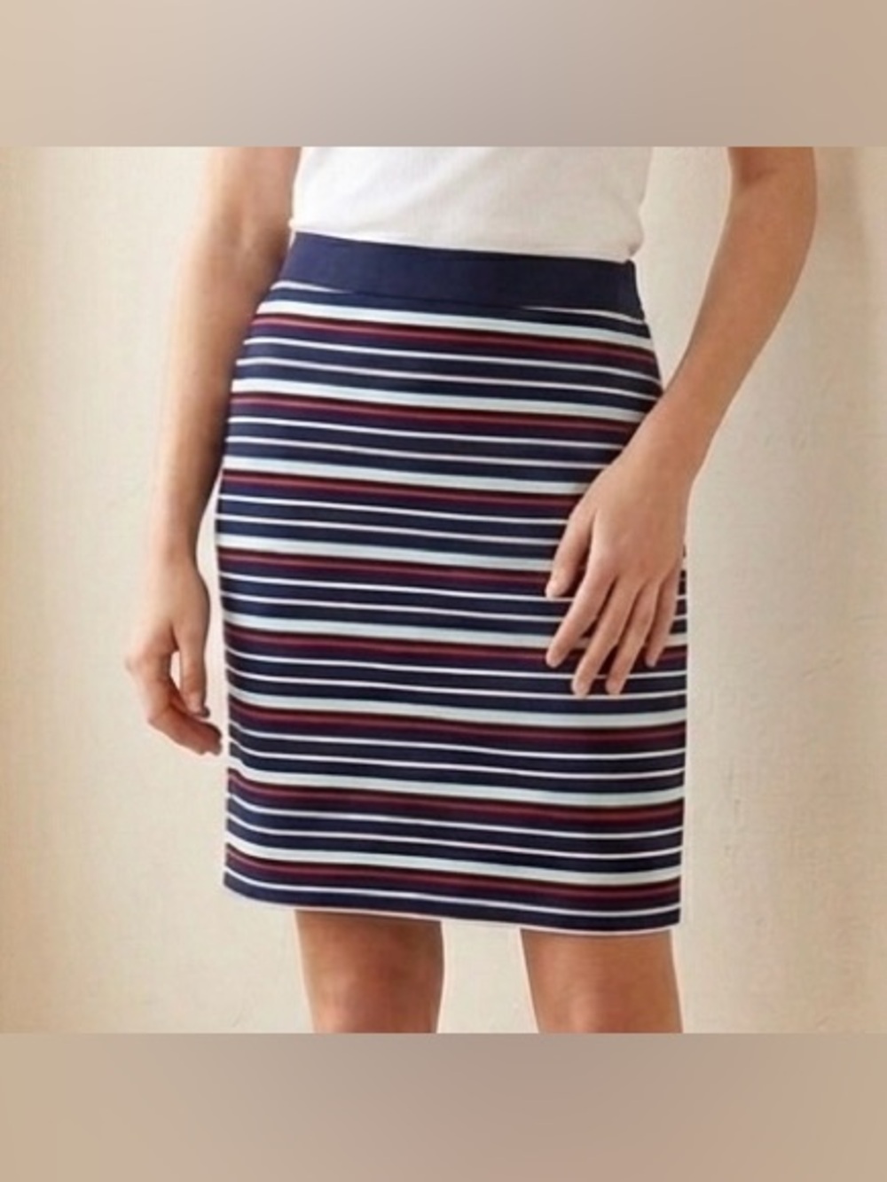 Reitmans Striped Stretchy Cotton Unlined Pencil Skirt Womens Size 6